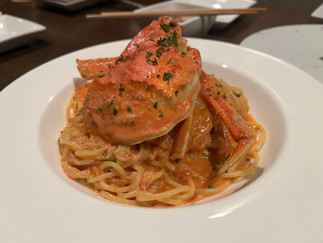 渡り蟹のトマトクリームソーススパゲッティ