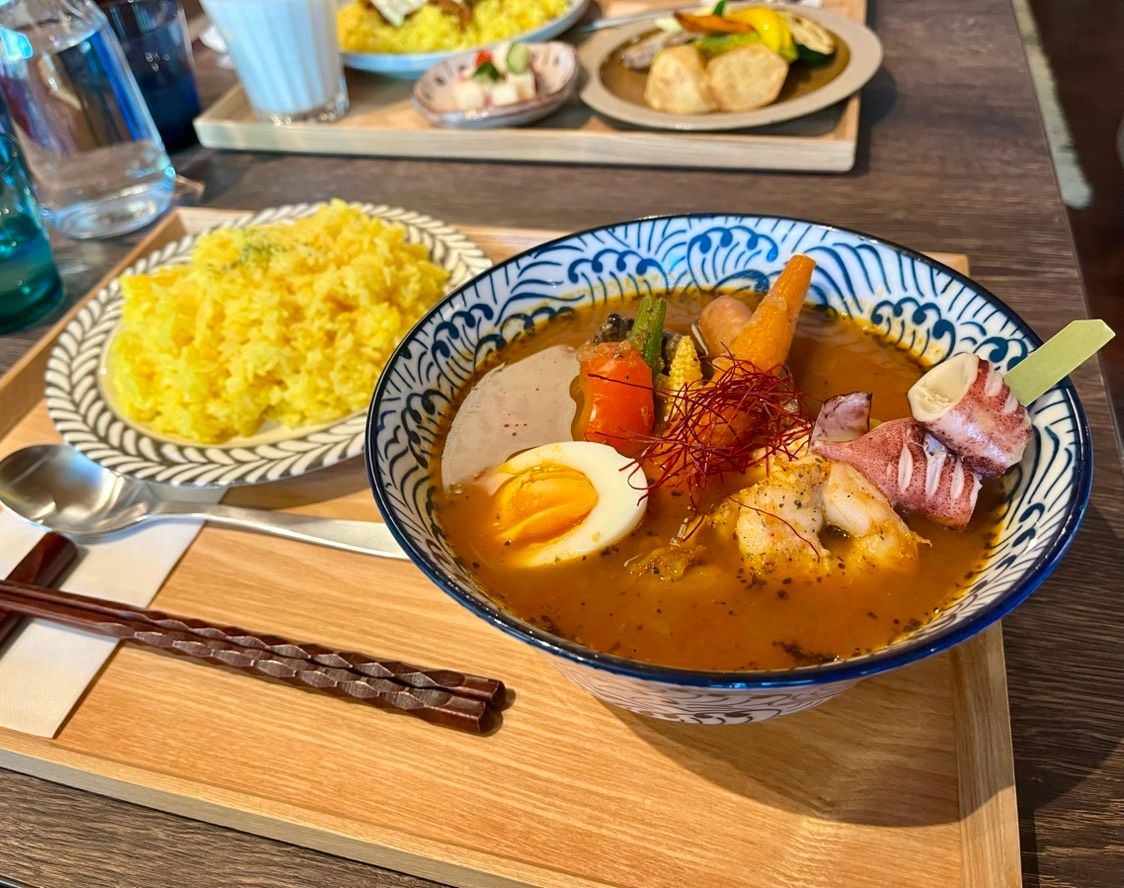 海鮮BBQ串と夏野菜のスープカレー