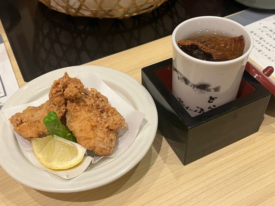とらふぐ唐揚げ/ひれ酒